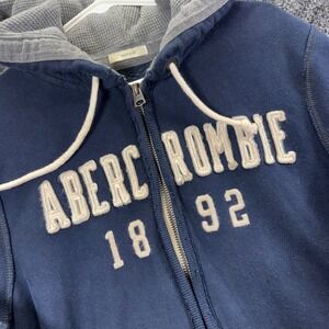 Abercrombie & Fitch Mens XL Navy Blue Muscle Full Zip Hoodie Sweatshirt 1892